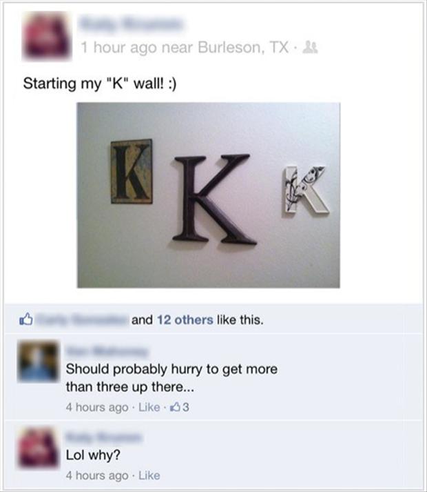 funny facebook pictures, k wall, three k