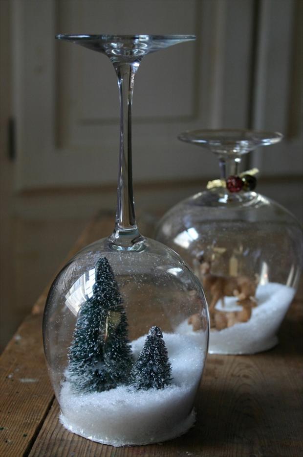 wine glass snow globes, fun crafts