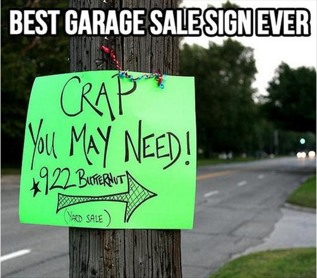 funny garage sale signs