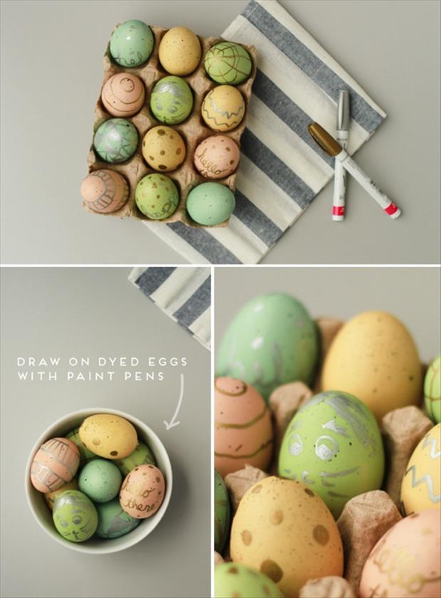 Easy Easter DIY Crafts- Paint pen decorated Eggs