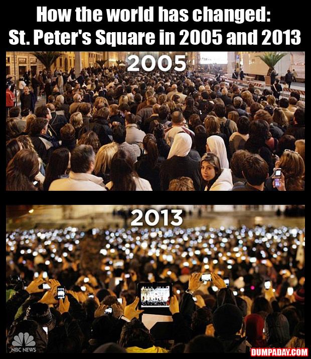 a How the world has changed St Peter's Square in 2005 and 2013