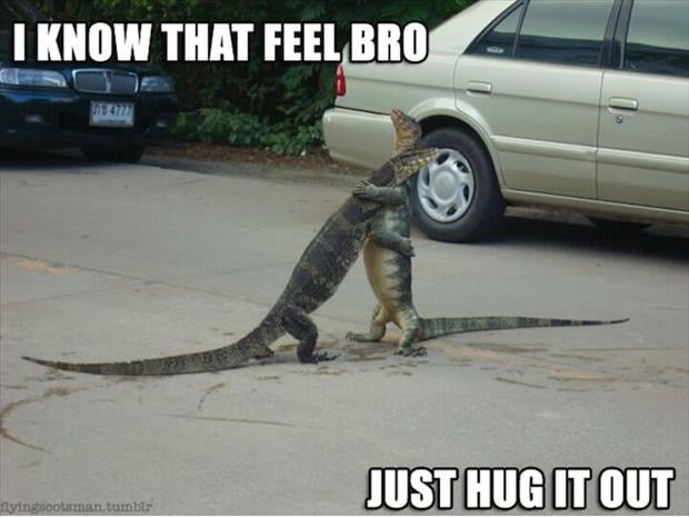 a I know the feeling just hug it out