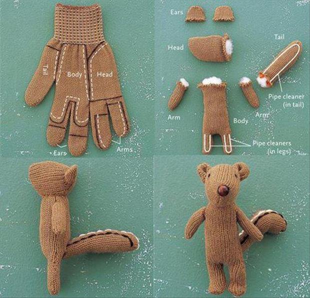 a how to make a stuffed animal from a glove