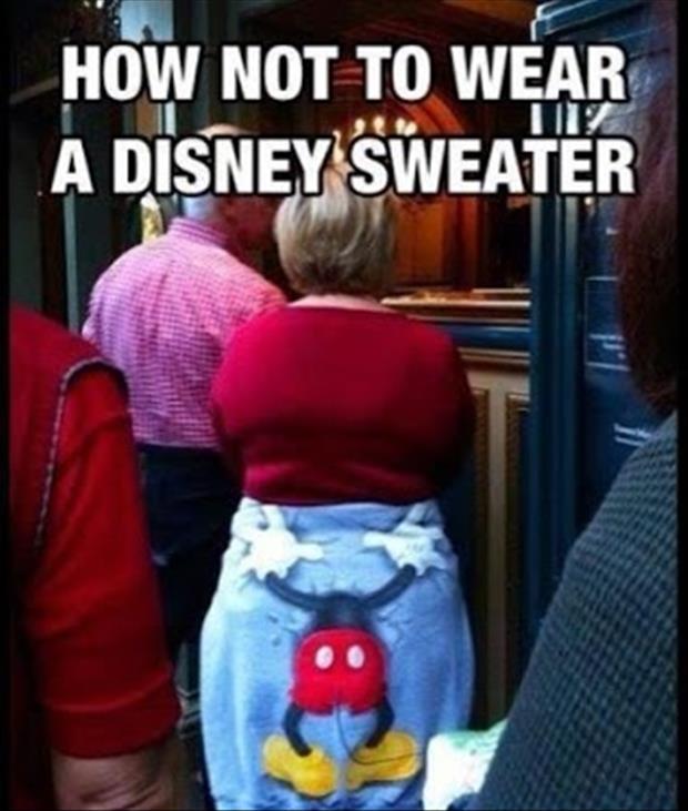 how not to wear a disney sweater funny pictures