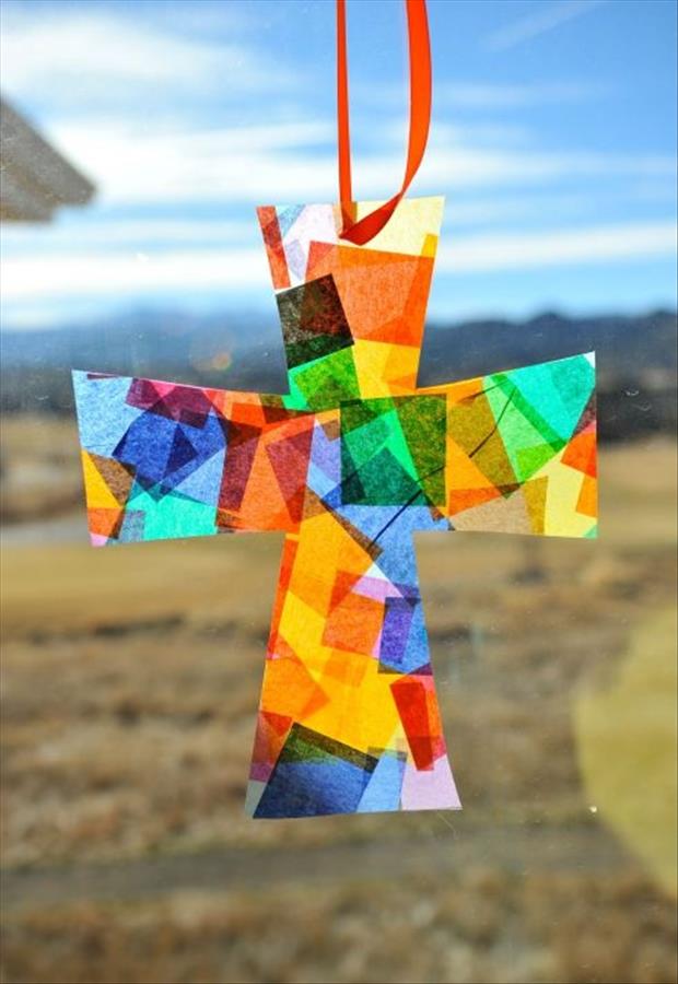 the Easy Easter DIY Crafts- Contact paper cross