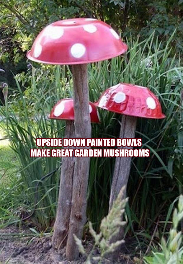 a painted bowls to look like mushrooms upside down fun ideas