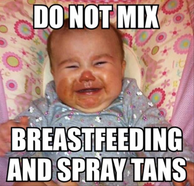 breast feeding and spray on tans