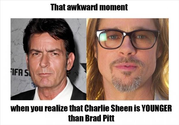 charlie sheen is younger than brad pitt