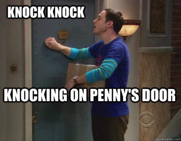 knocking on penny's door sheldon cooper