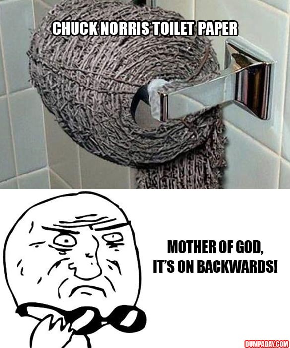 mother of god funny toilet paper is on backwards