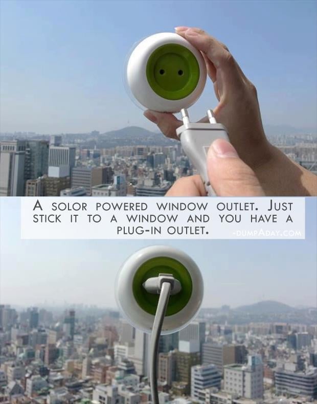 Geek Genius Ideas- solor powered window outlet