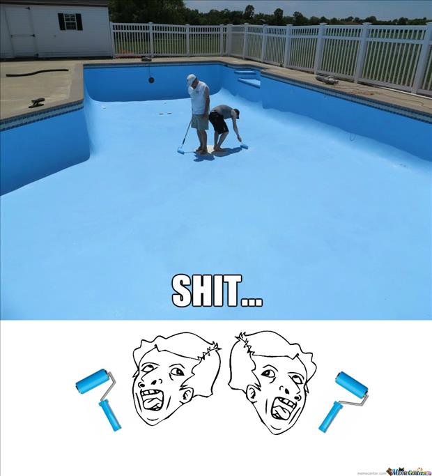 a well shit painting a pool