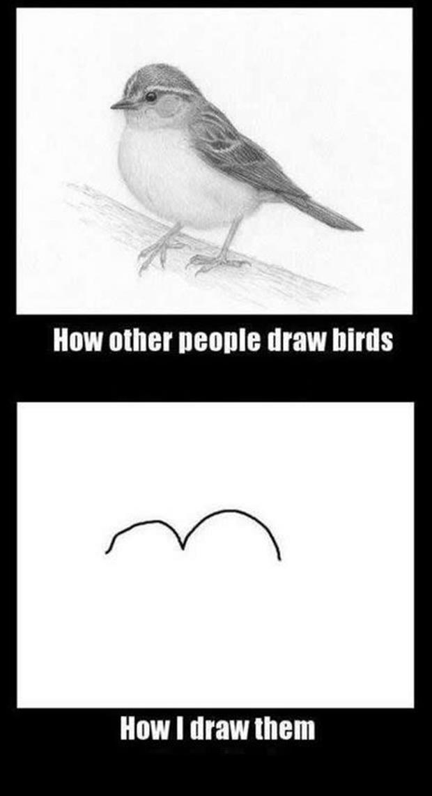 how to draw a bird