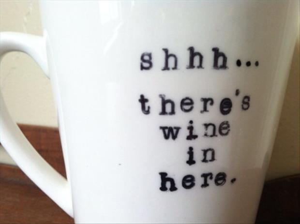 wine in a coffee cup