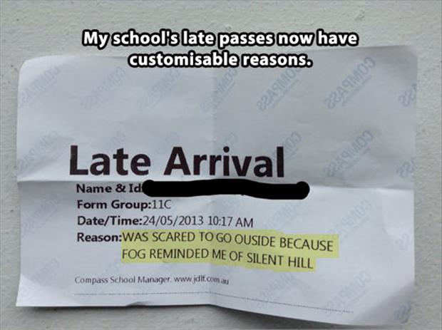 funny late note to school