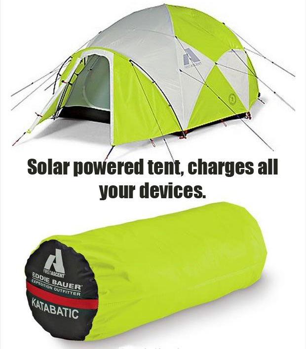 This solar powered tent will charge your gadgets while camping