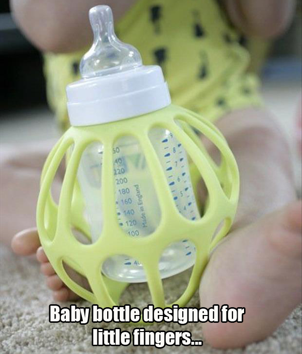 baby bottle designed for little fingers