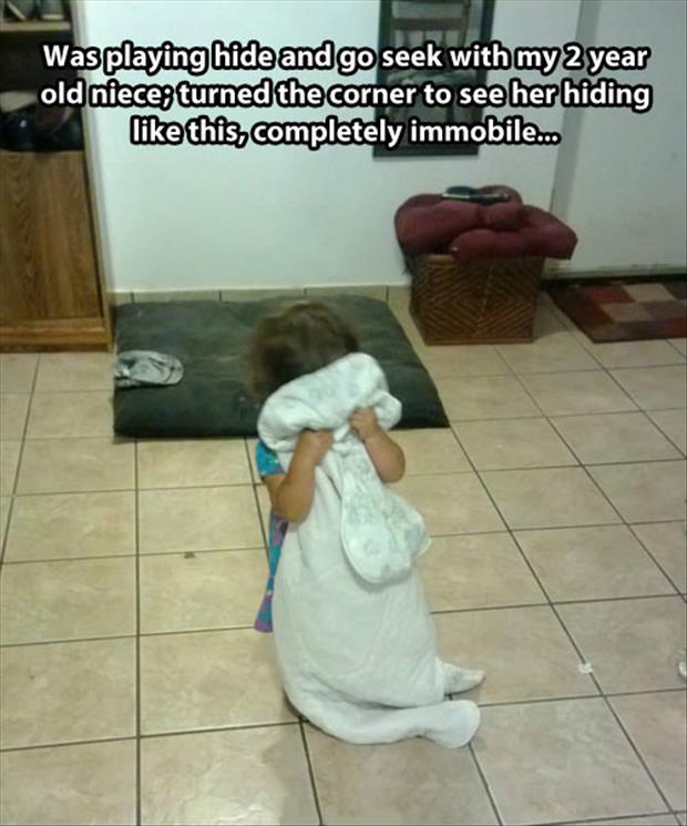playing hide and seek with little girl