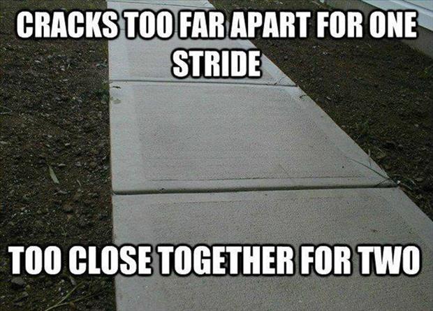 cracks in the sidewalks
