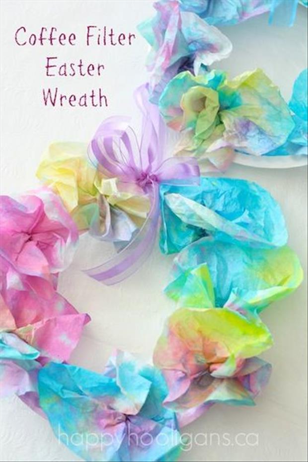 Coffee filter Easter wreath