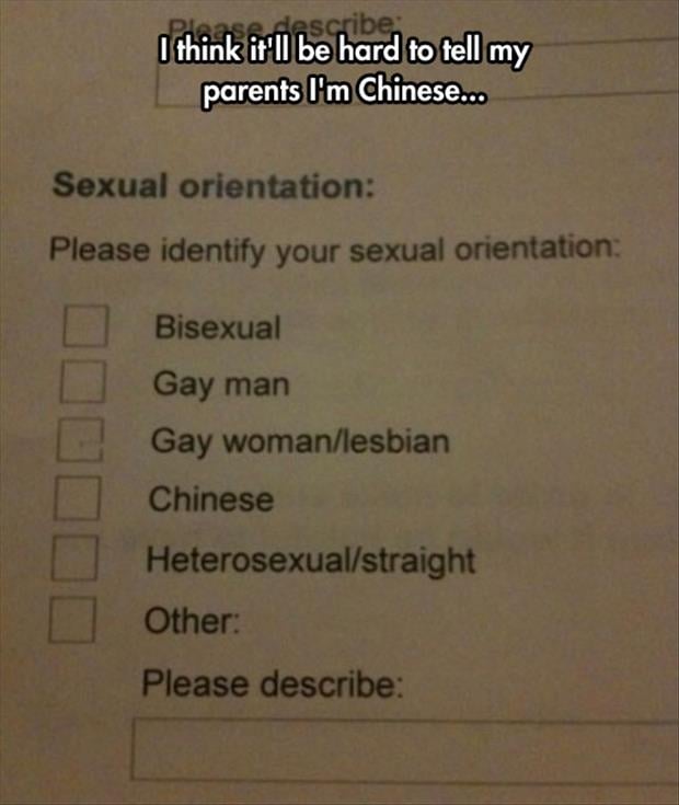 tell your parents you're chinese