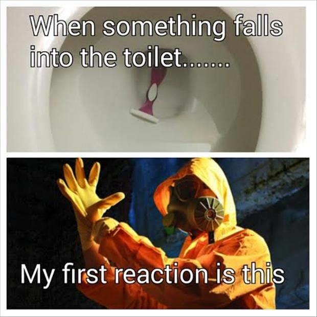 when something falls into the toilet