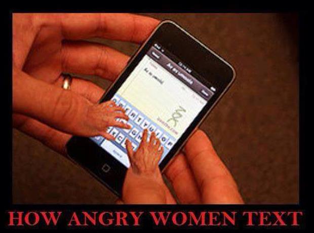 how angry women text