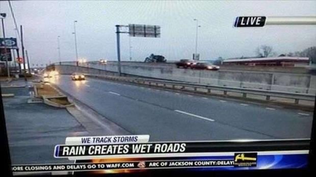 rain creates wet roads