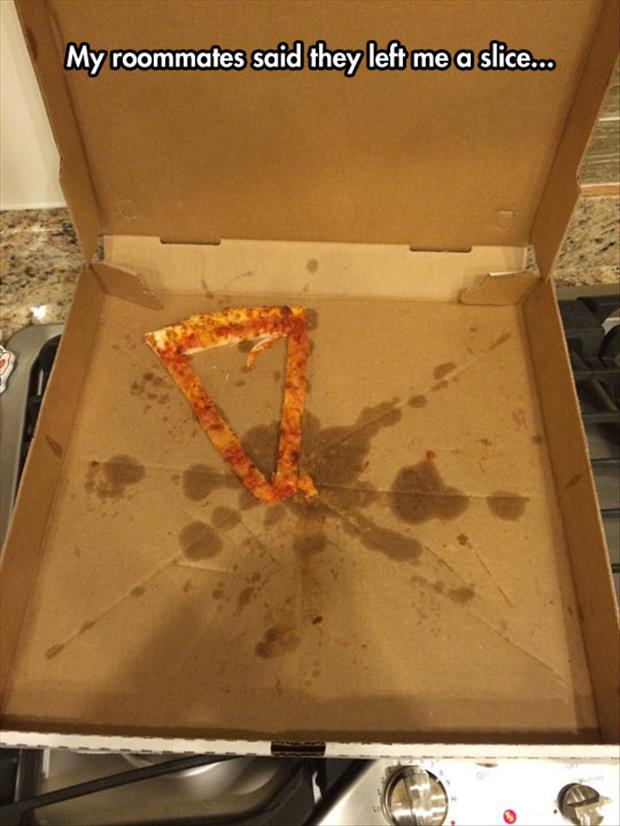 roommates left me a slice of pizza