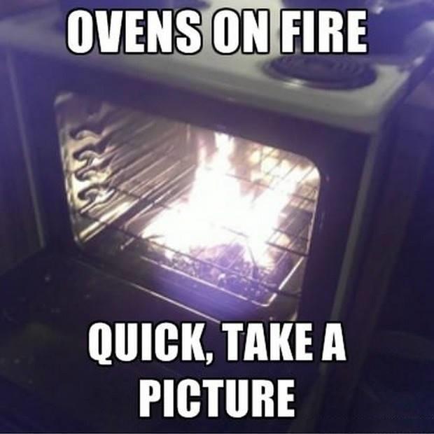 the oven is on fire