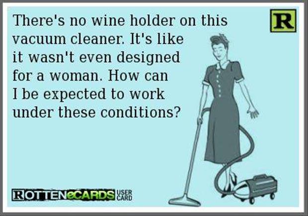 wine holder on the vacuum cleaner