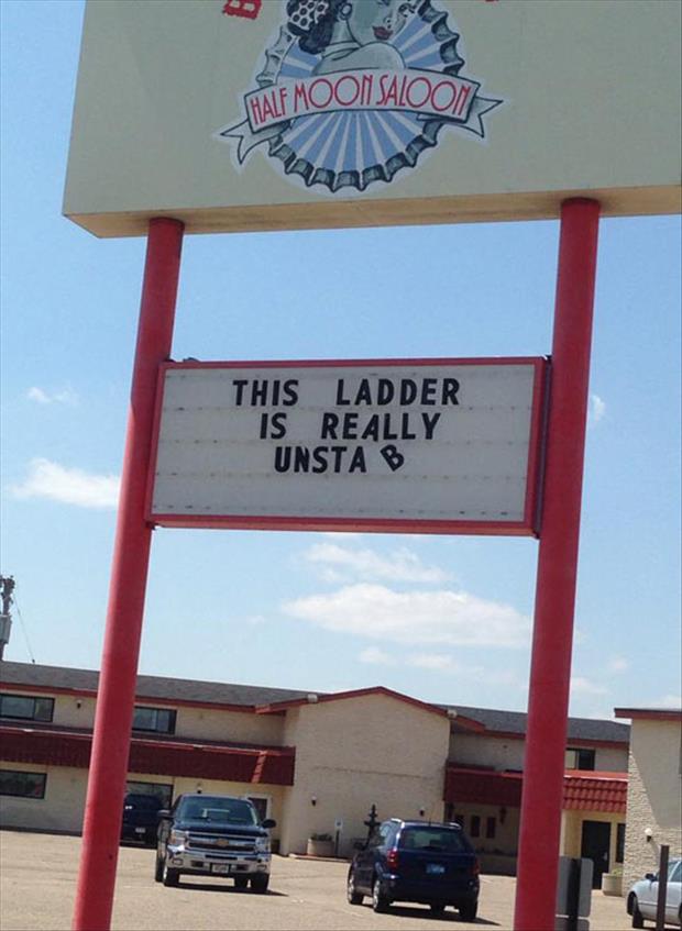 funny sign ladder