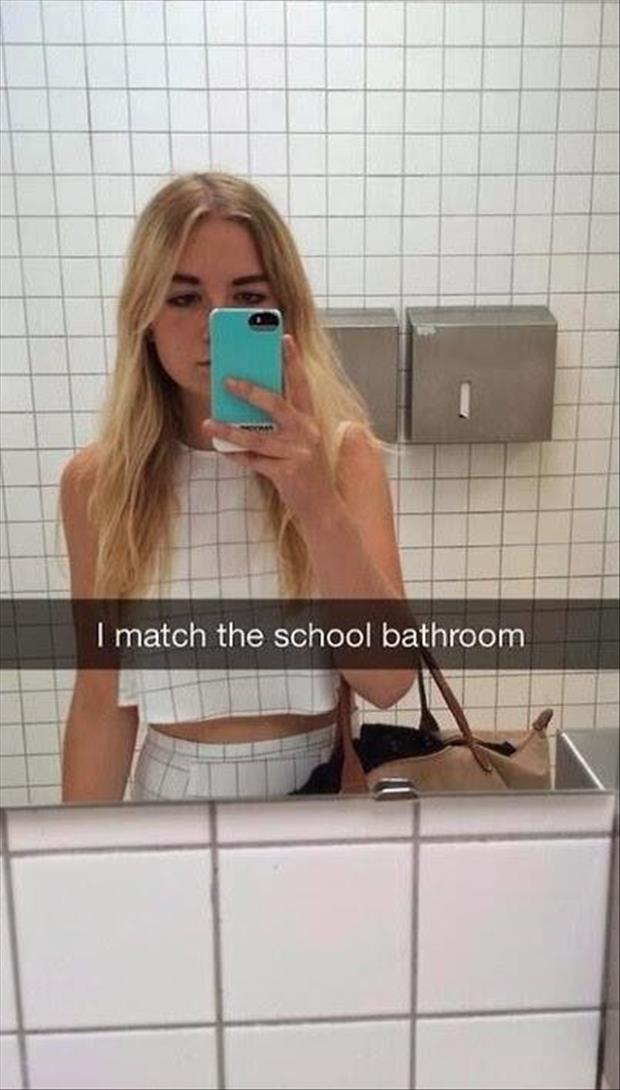 she matches the bathroom