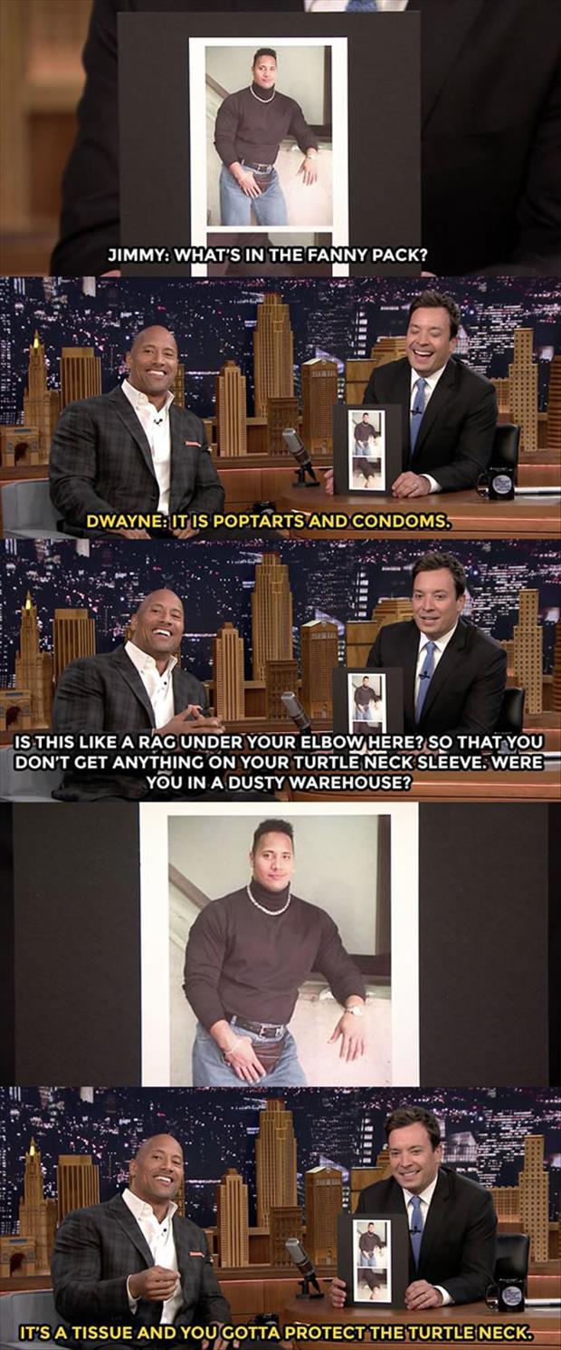 the rock and a fanny pack