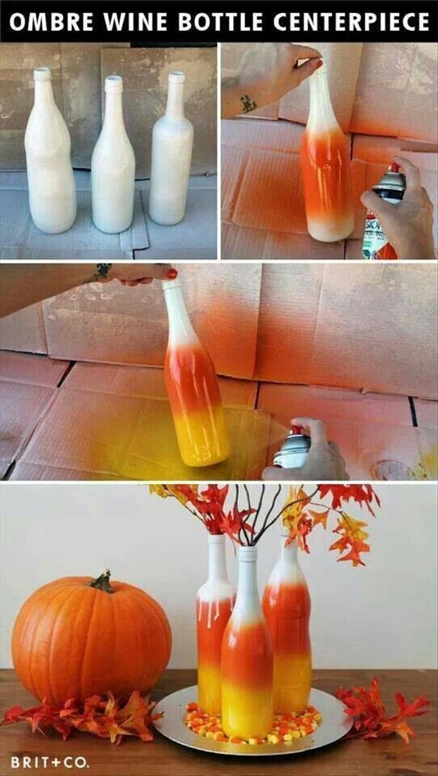 Ombre Candy Corn Wine Bottles