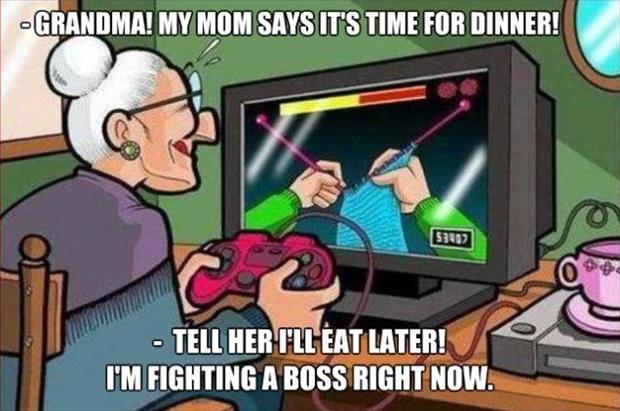 grandma playing video games