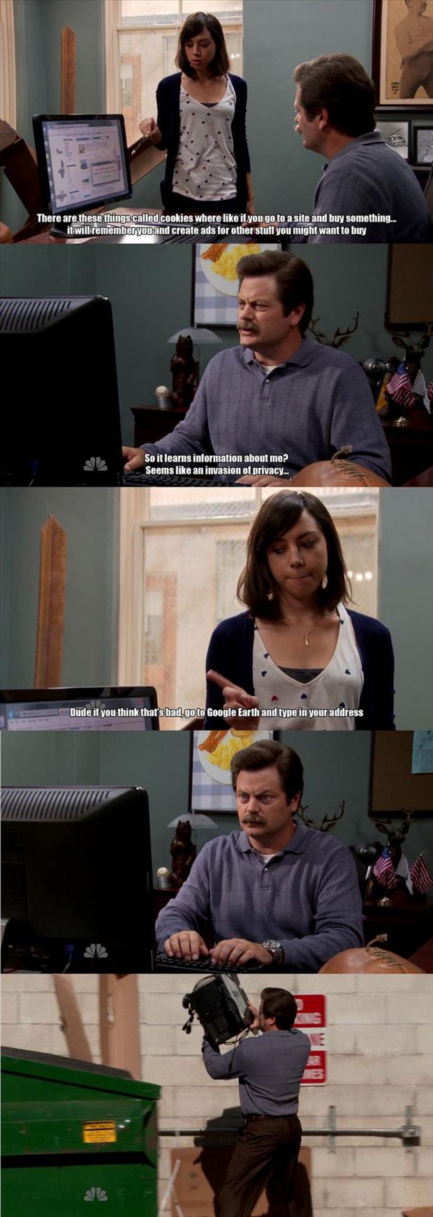 ron swanson learning about the internet