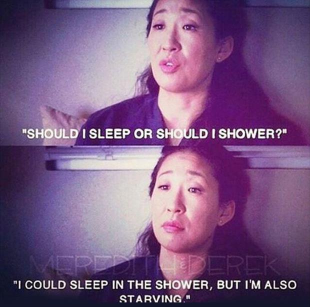 sleep or shower