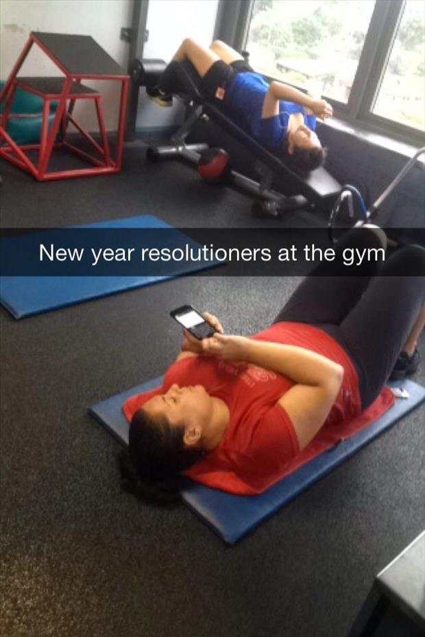 new year resolutioners at the gym