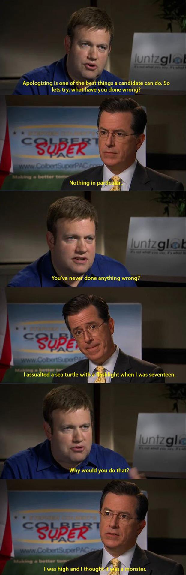 stephen colbert apologize