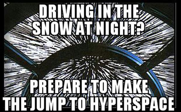 driving in the snow at night