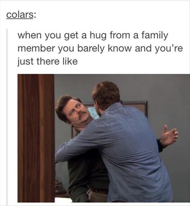 hugging family