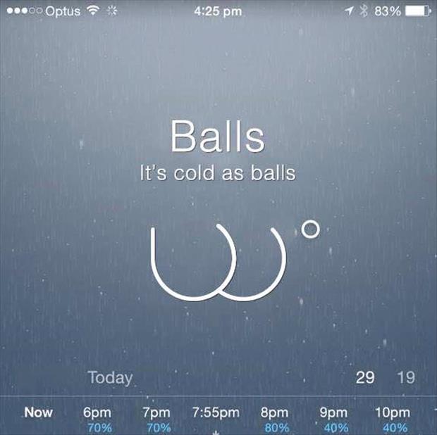 it's as cold as balls