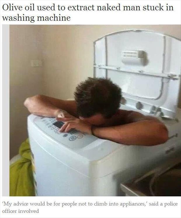 naked man in washing machine