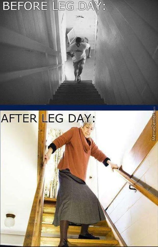 before and after leg day