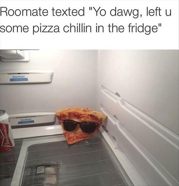 pizza in the fridge