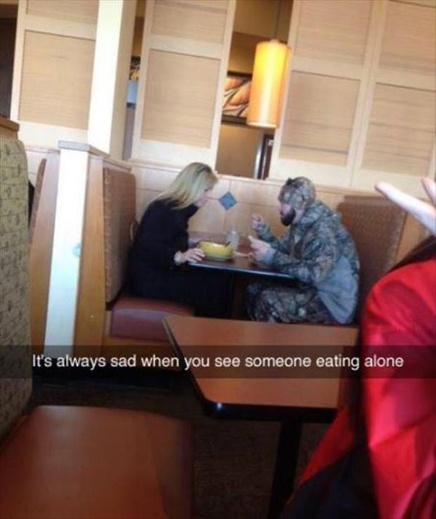 someone eating alone