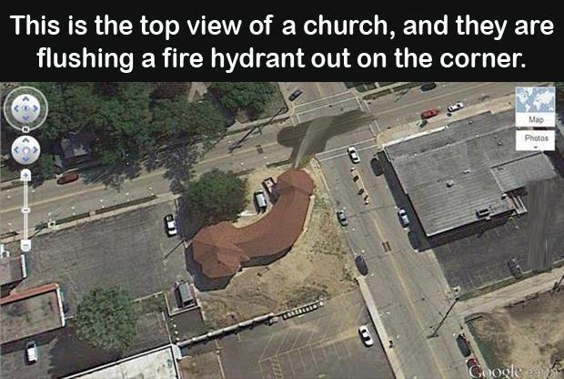 top view of a church