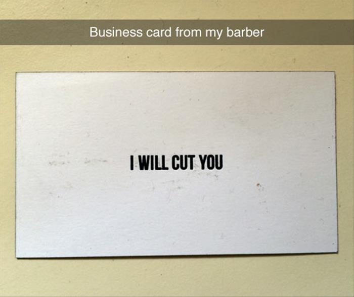the funny barber business card