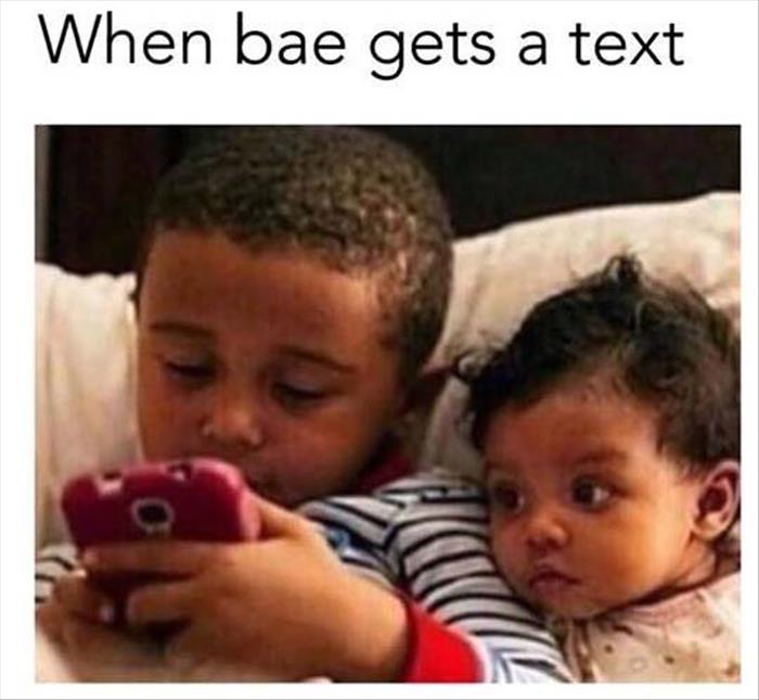 when your baby gets a text